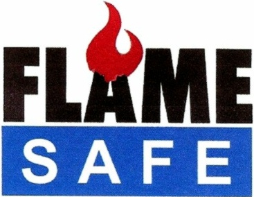 Fire retardant flame safe logo